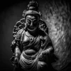 Black and White Eternal Peace Bodhisattva Poster depicting a meditative figure with intricate details.